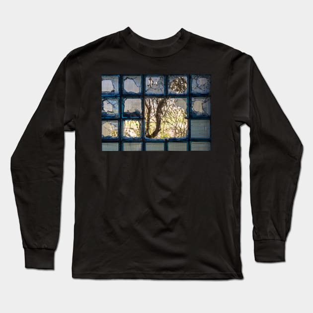 Shattered glass brick window Long Sleeve T-Shirt by lena-maximova